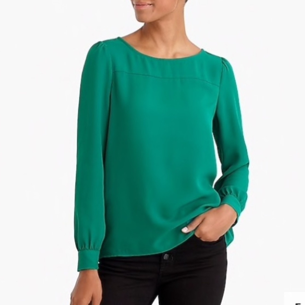 J. Crew Vibrant Green  Long Sleeve Blouse